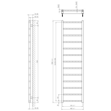 Sapho - Badrumsradiator METRO LIGHT 150x40 cm blank krom