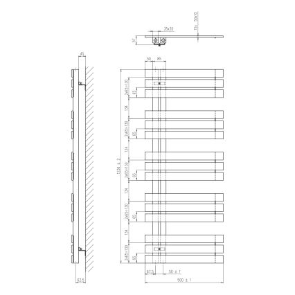 Sapho - Badrumsradiator SILVANA 124x50 cm matt svart