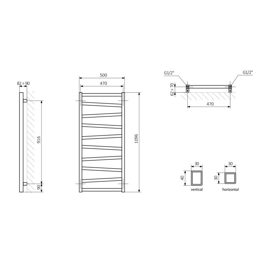 Sapho - Badrumsradiator ZIG 110x50 cm antracit