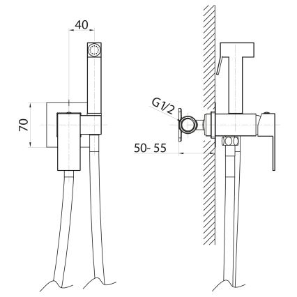 Sapho - Bidéblandare med dusch för dold installation CUBEMIX vinklat/matt svart