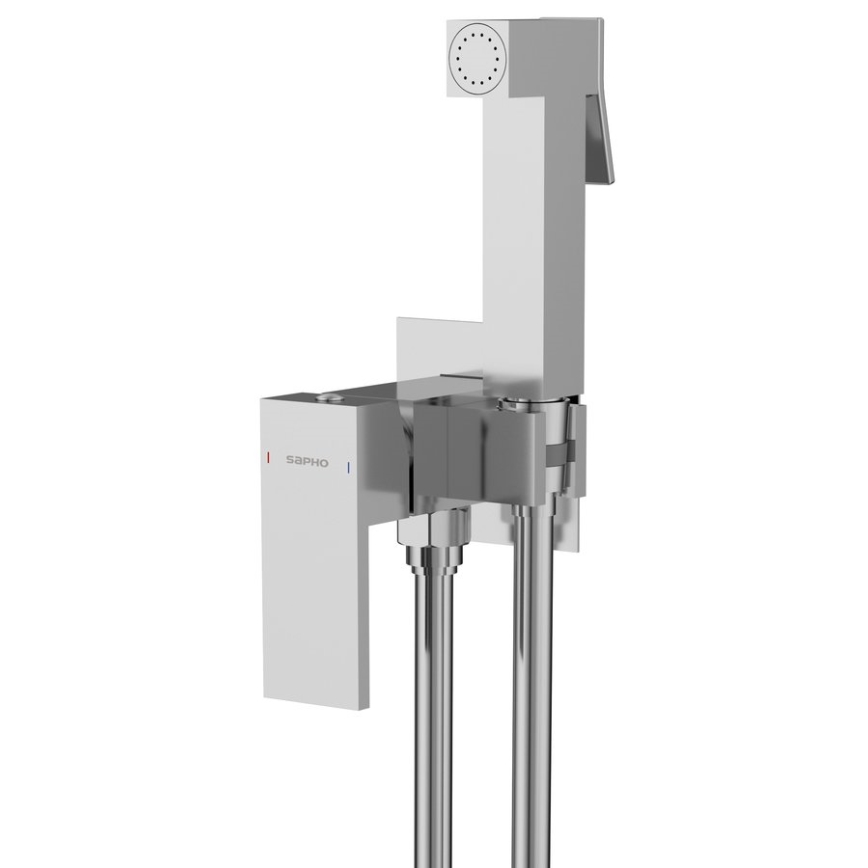 Sapho - Bidéblandare med dusch för dold installation CUBEMIX vinklat/skinande krom