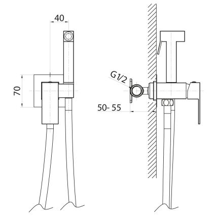 Sapho - Bidettblandare med handdusch för inbyggnad CUBEMIX matt guld