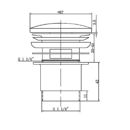 Sapho - Bottenventil för tvättställ Ø 6,7 cm, blank krom