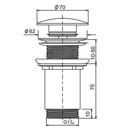Sapho - Bottenventil för tvättställ Ø 7 cm matt svart/blank krom