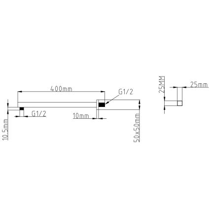 Sapho - Duscharm vinklat 40 cm matt svart