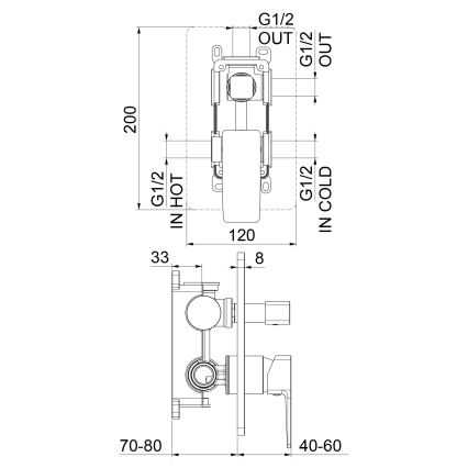 Sapho - Duschblandare för dold installation TURSI matt svart