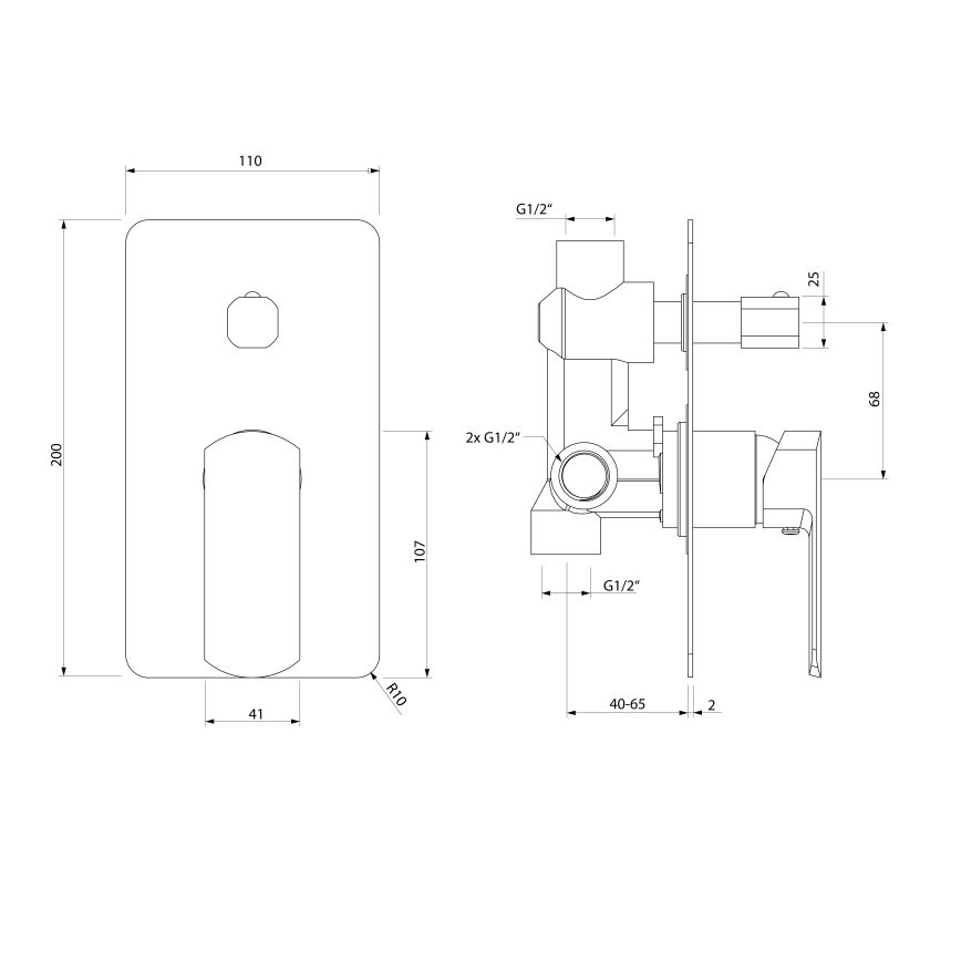 Sapho - Duschblandare för inbyggnad MIXONA, polerad krom