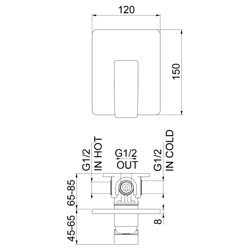 Sapho - Duschblandare för inbyggnad TURSI, blankkrom