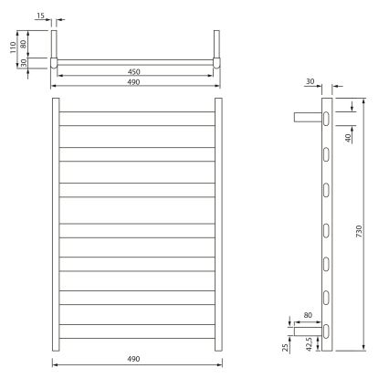 Sapho - Elektrisk handdukstork ELIAS 105 W 73x49 cm matt svart