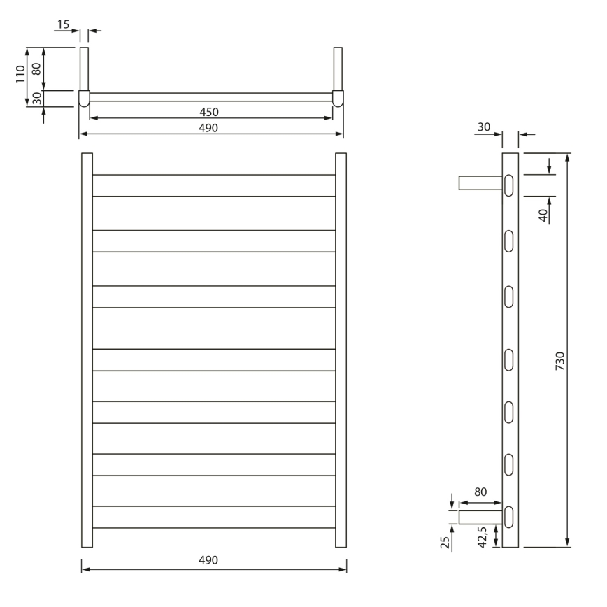 Sapho - Elektrisk handdukstork ELIAS 105W 73x49 cm matt vit
