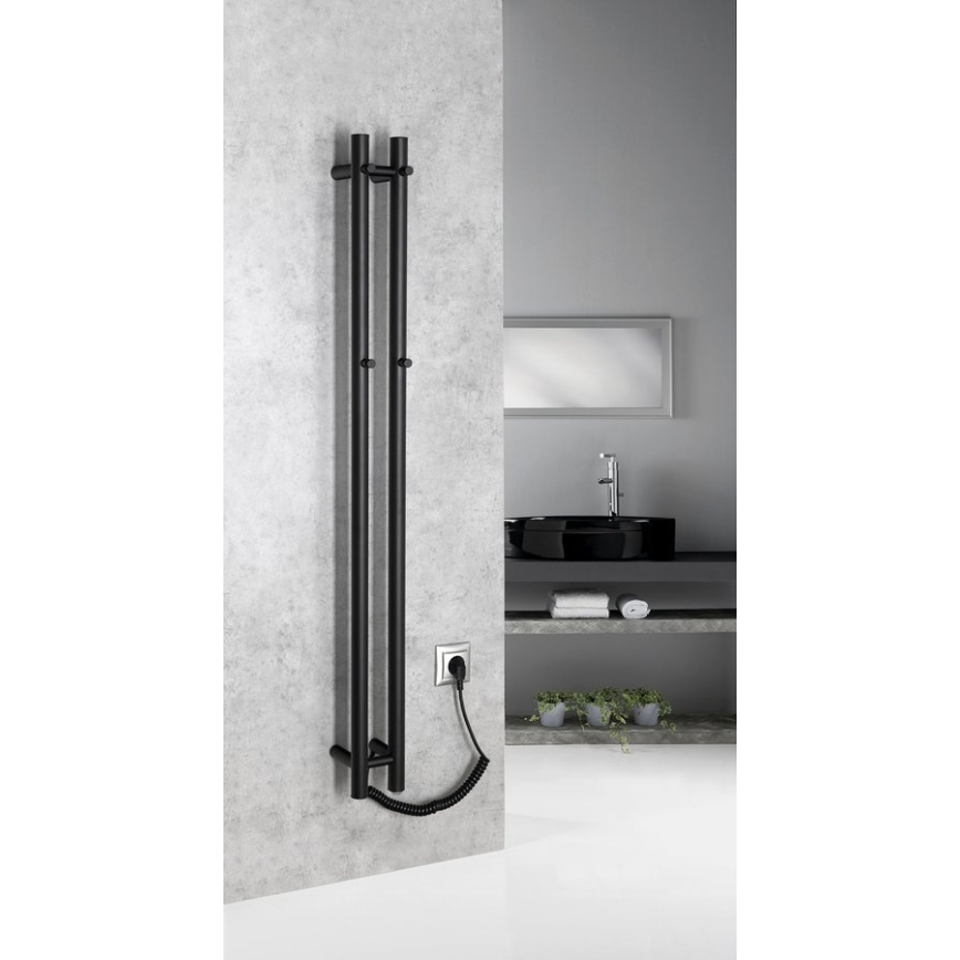 Sapho - Elektrisk handdukstork PAPINADO 40 W 120x11 cm matt svart