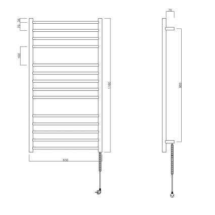 Sapho - Elektrisk handdukstork REDONDO 130Wn116x63 cm matt svart