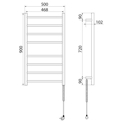 Sapho - Elektrisk handdukstork REDONDO 75 W 90x50 cm matt svart