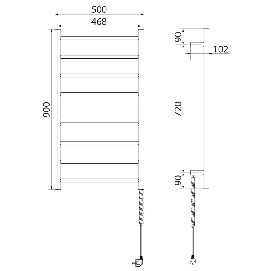 Sapho - Elektrisk handdukstork REDONDO 75W 90x50 cm blank krom, rund