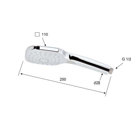 Sapho - Handdusch med knapp, blank krom