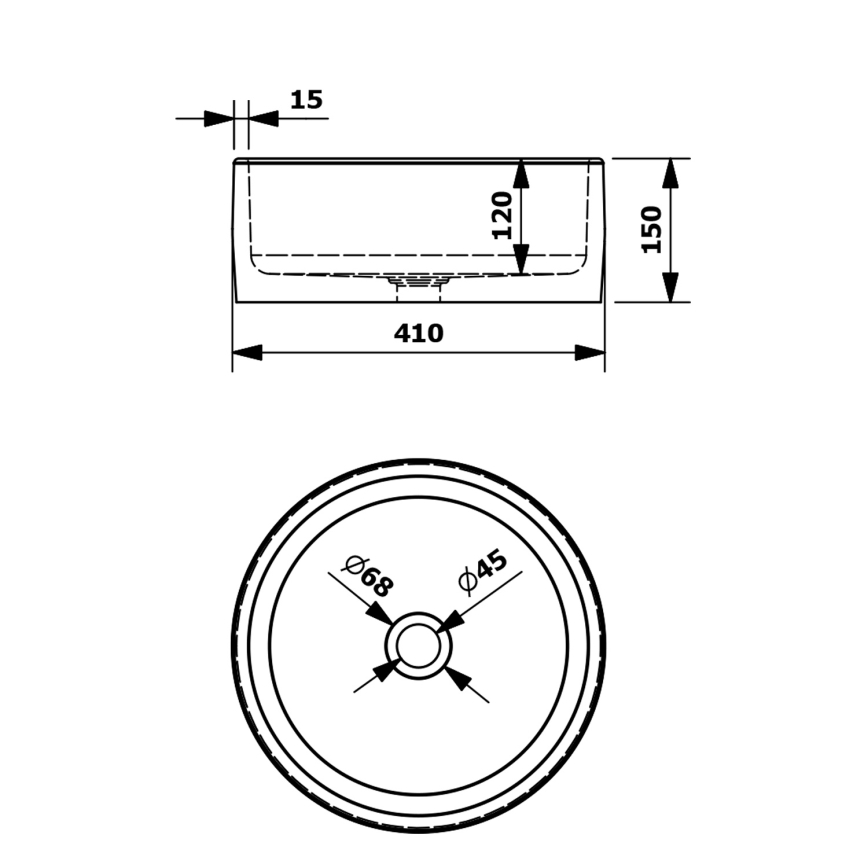 Sapho - Handfat för bänkskiva PRIORI Ø 41 cm, keramik/blå