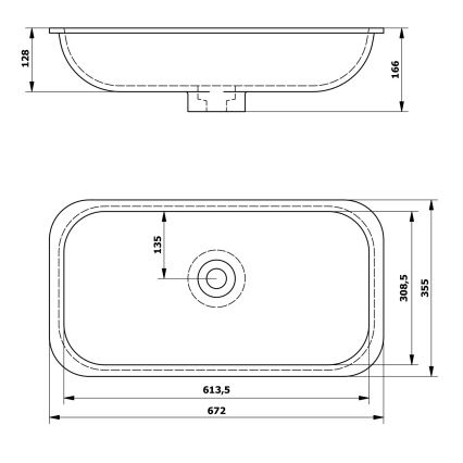 Sapho - Infällt tvättställ ROCKSTONE 67x35,5 cm matt vit
