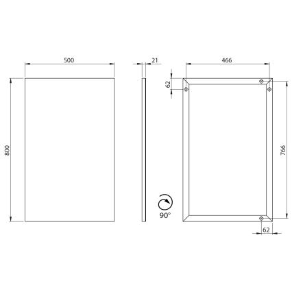 Sapho - Inramad spegel AROWANA 50x80 matt svart