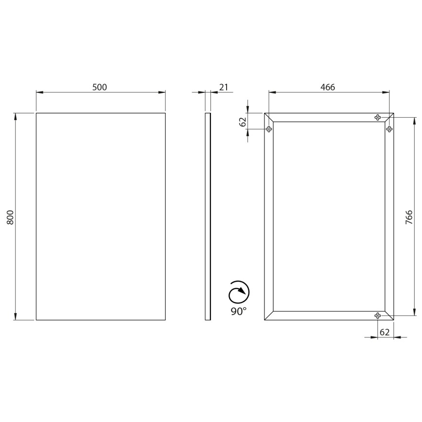 Sapho - Inramad spegel AROWANA 50x80 matt svart