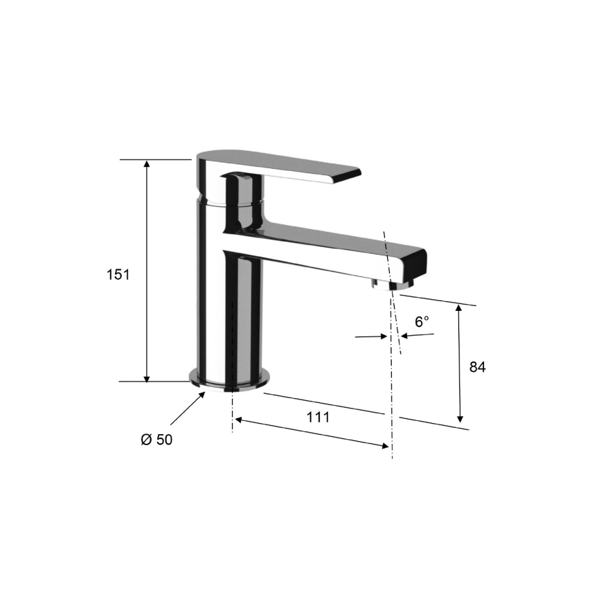 Sapho - KAI tvättställsblandare 15 cm, polerad krom