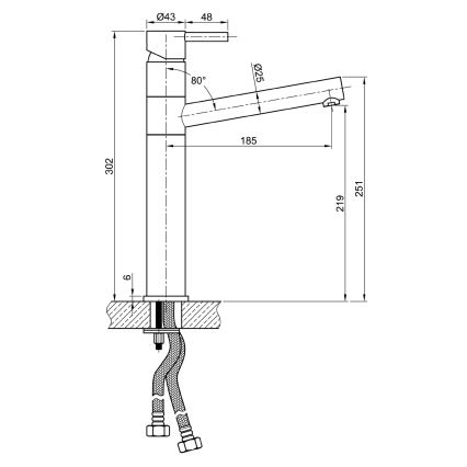 Sapho - Köksblandare MINIMAL 30 cm rostfritt stål