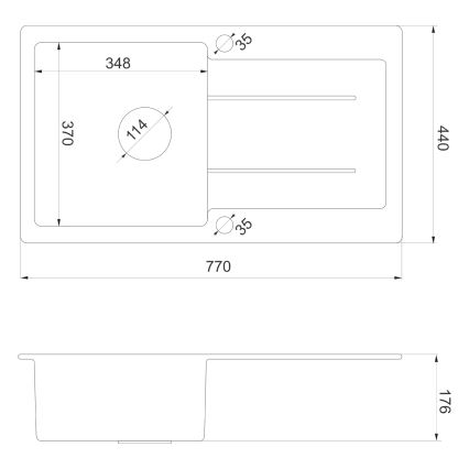 Sapho - Köksdiskho 77 x 44 cm granit/svart