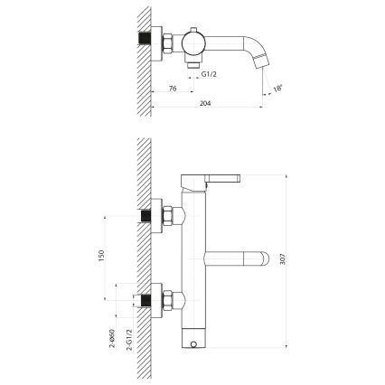 Sapho - Kran till badkar ICONIC skinande krom