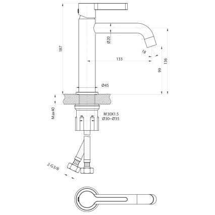 Sapho - Kran till handfat ICONIC 18,7 cm skinande krom