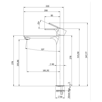 Sapho - Kran till handfat PAX 31,5 cm matt svart