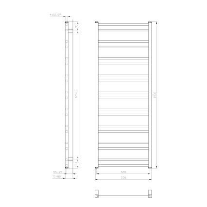 Sapho - METRO DOS badrumsradiator 476W/230V 55x143 cm mattvit