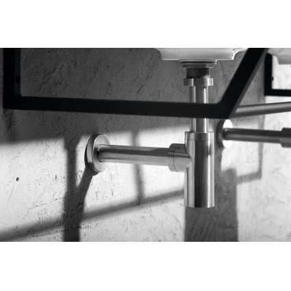 Sapho - MINIMAL tvättställssifon i matt rostfritt stål