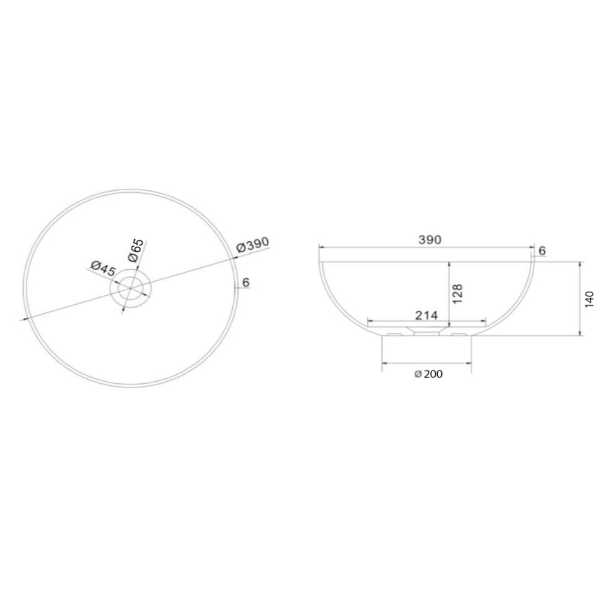 Sapho - Påliggande handfat FORMIGO, diam. 39 cm, betong/sand