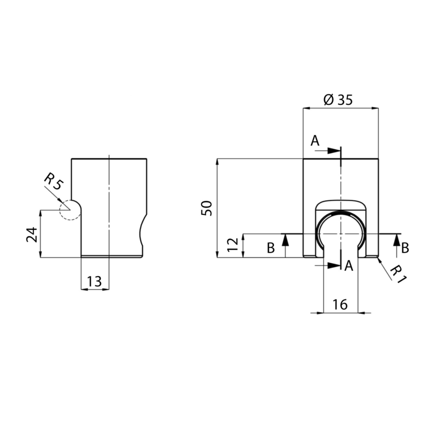 Sapho - Rund fast duschhållare/matt svart