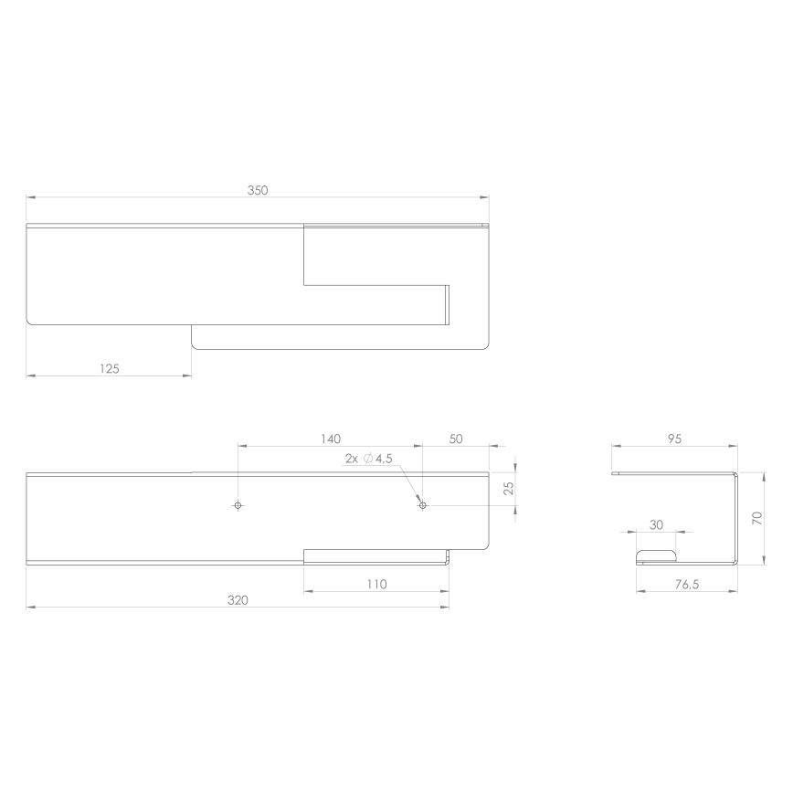 Sapho - Toalettrullhållare med hylla 9,5x35 cm matt svart