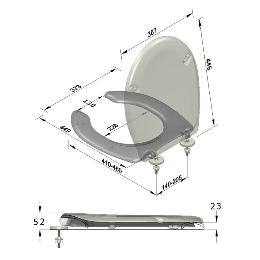 Sapho - Toalettsits för personer med funktionsnedsättning vit/duroplast