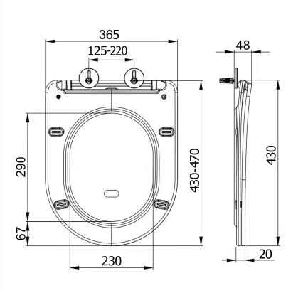 Sapho - Toalettsits SoftClose PACO svart