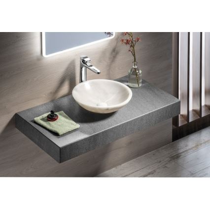 Sapho - Tvättställ för bänkskiva BLOK Ø 40 cm marmor/vit