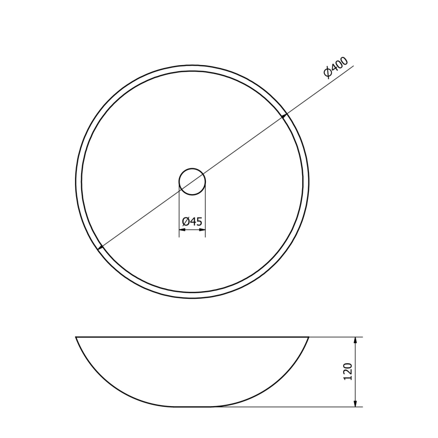 Sapho - Tvättställ för bänkskiva BLOK Ø 40 cm marmor/vit
