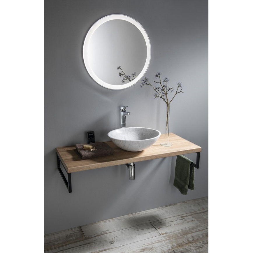 Sapho - Tvättställ för bänkskiva BLOK Ø 42 cm sten/Carrara/matt vit