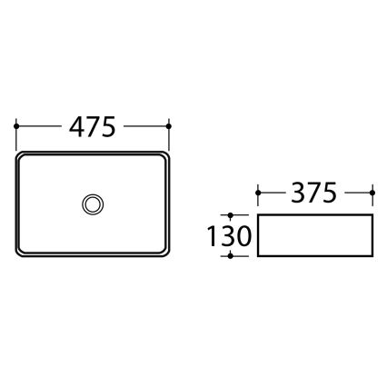 Sapho - Tvättställ för bänkskiva DALMA 47,5x37,5 cm keramik/grå
