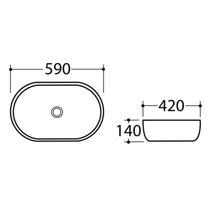 Sapho - Tvättställ för bänkskiva DALMA 59x42 cm keramik/grå