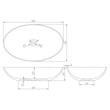 Sapho - Tvättställ för bänkskiva FORMIGO 60x40 cm betong/brun