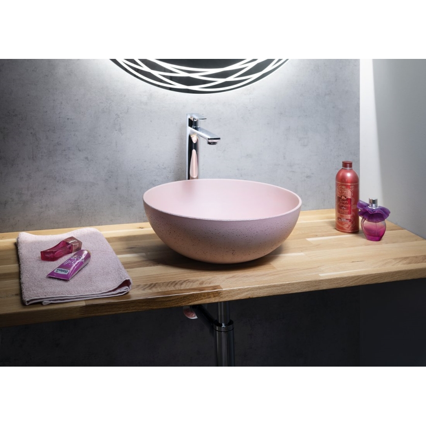 Sapho - Tvättställ för bänkskiva FORMIGO Ø 39 cm betong/rosa