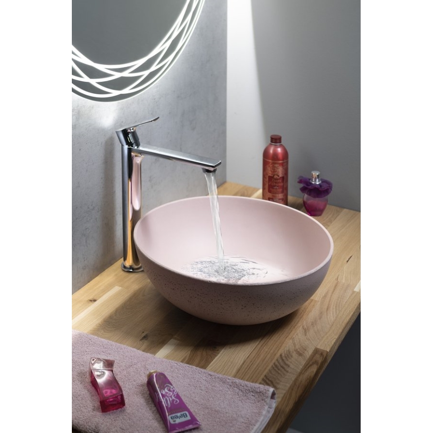 Sapho - Tvättställ för bänkskiva FORMIGO Ø 39 cm betong/rosa