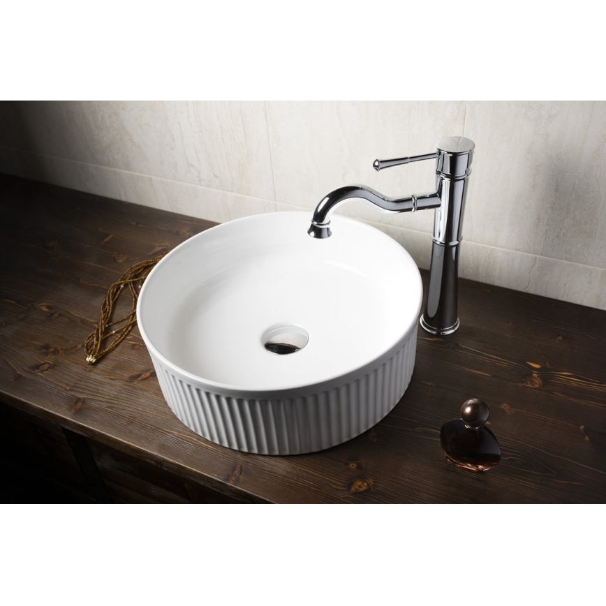 Sapho - Tvättställ för bänkskiva PICOBELLO Ø 37 cm keramik/vit