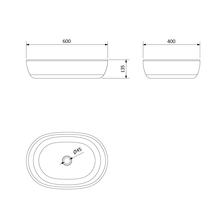 Sapho - Tvättställ för bänkskiva PRIORI 60x40 cm keramik/svart/blå