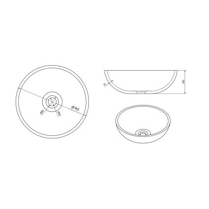 Sapho - Tvättställ för bänkskiva PRIORI, Ø 41 cm, keramik/brun