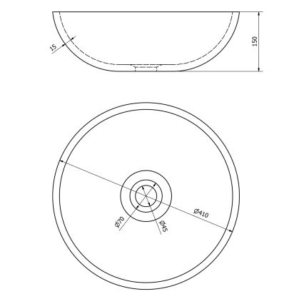 Sapho - Tvättställ för bänkskiva PRIORI Ø 41 cm keramik/grå