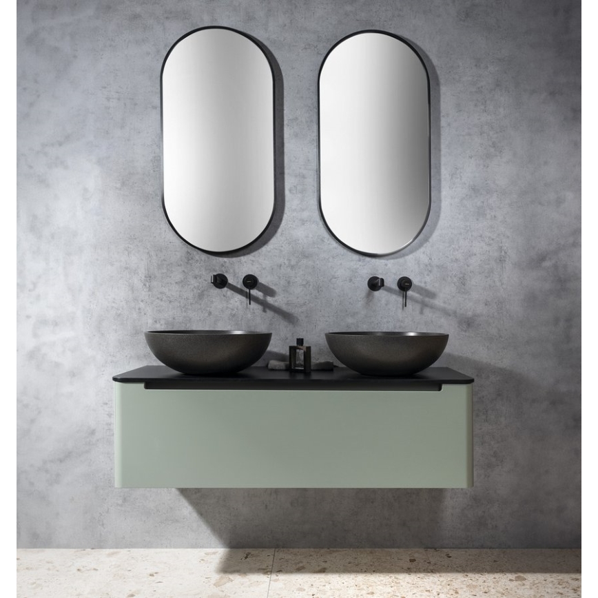 Sapho - Tvättställ för bänkskiva TURF Ø 44 cm betong/svart granit