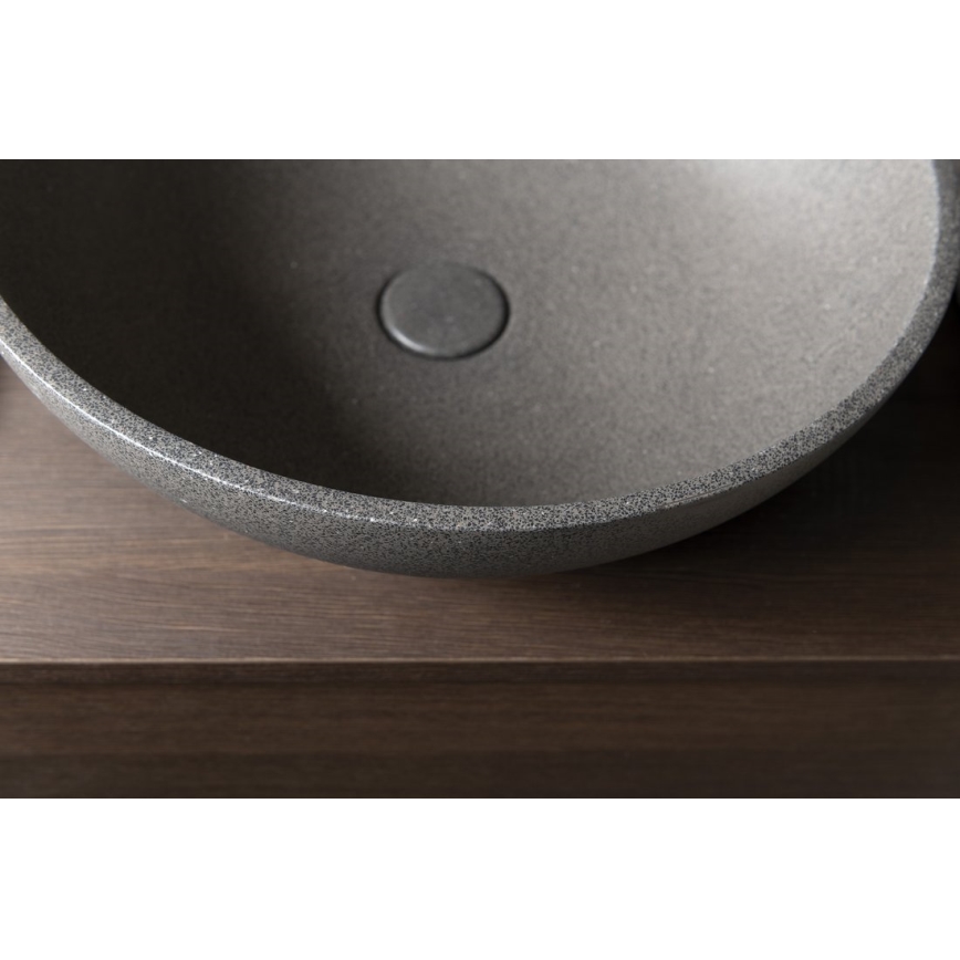 Sapho - Tvättställ för bänkskiva TURF Ø 44 cm betong/svart granit